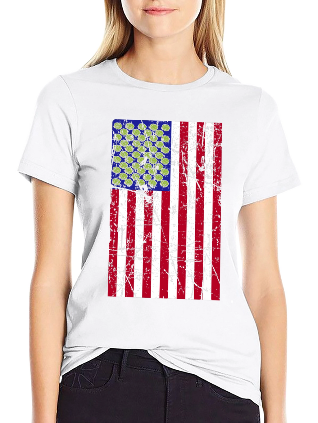 Distressed American Flag Pickleball T-Shirt