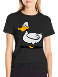 Cartoon Duck Graphic Tee - Unisex Black T-Shirt