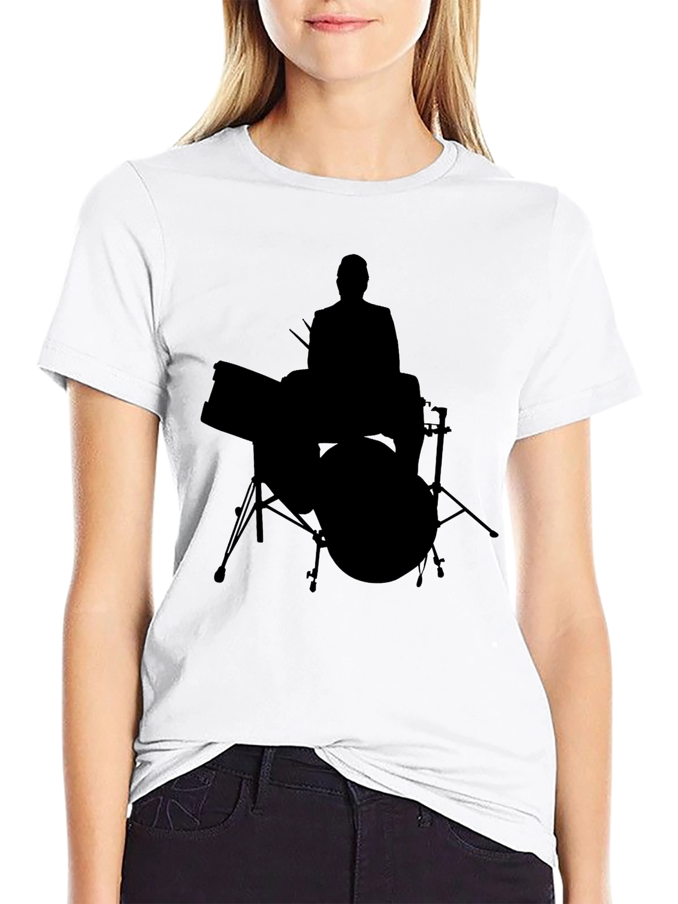 Drummer Silhouette T-Shirt - Black