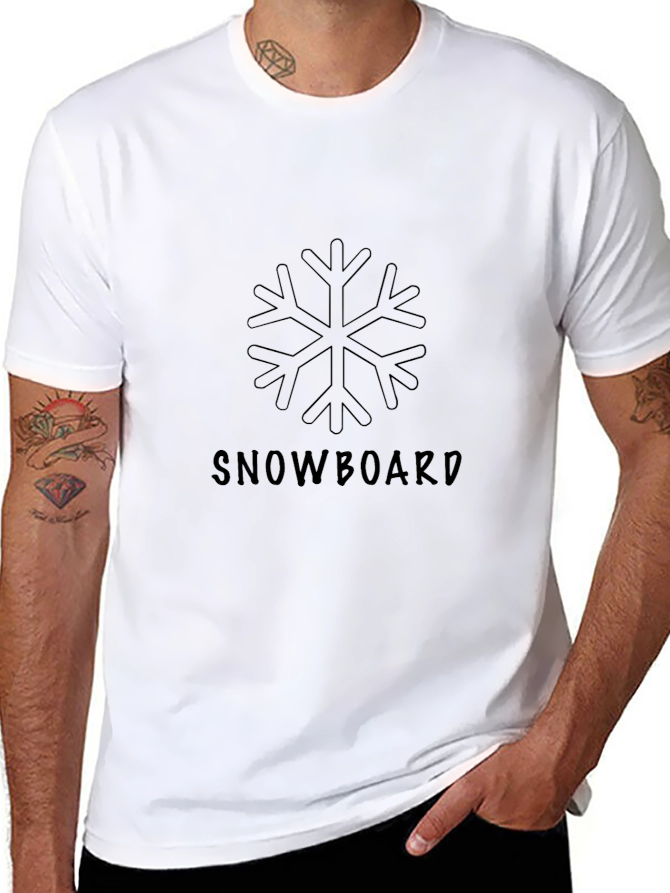 Snowboard Snowflake Black T-Shirt