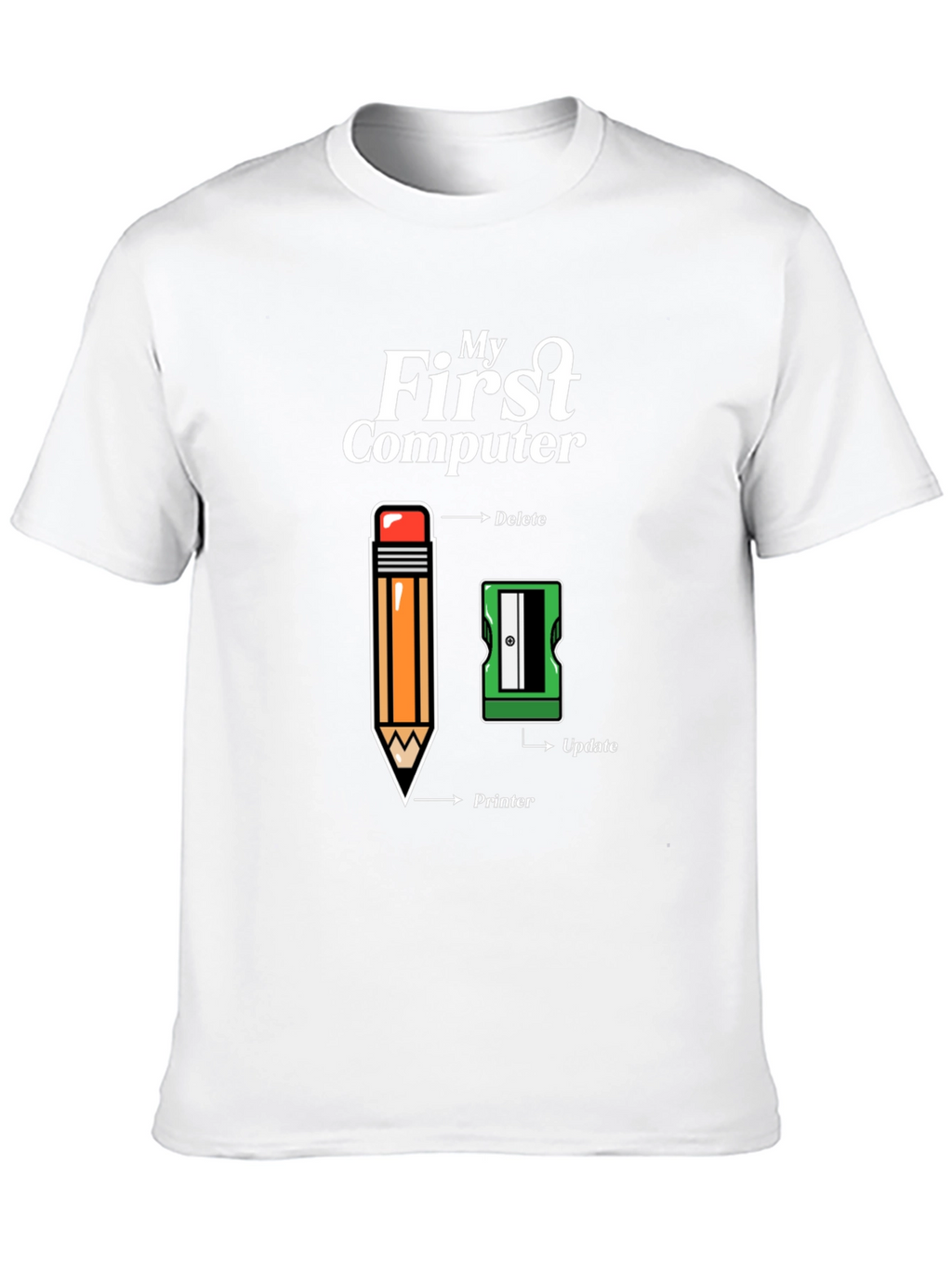 My First Computer T-Shirt - Pencil & Sharpener Design