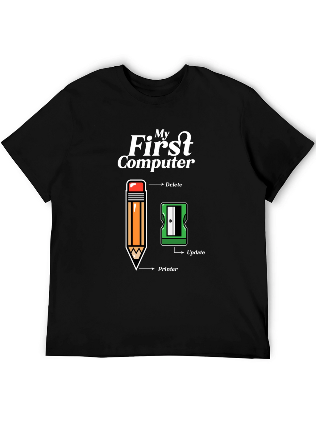 My First Computer T-Shirt - Pencil & Sharpener Design