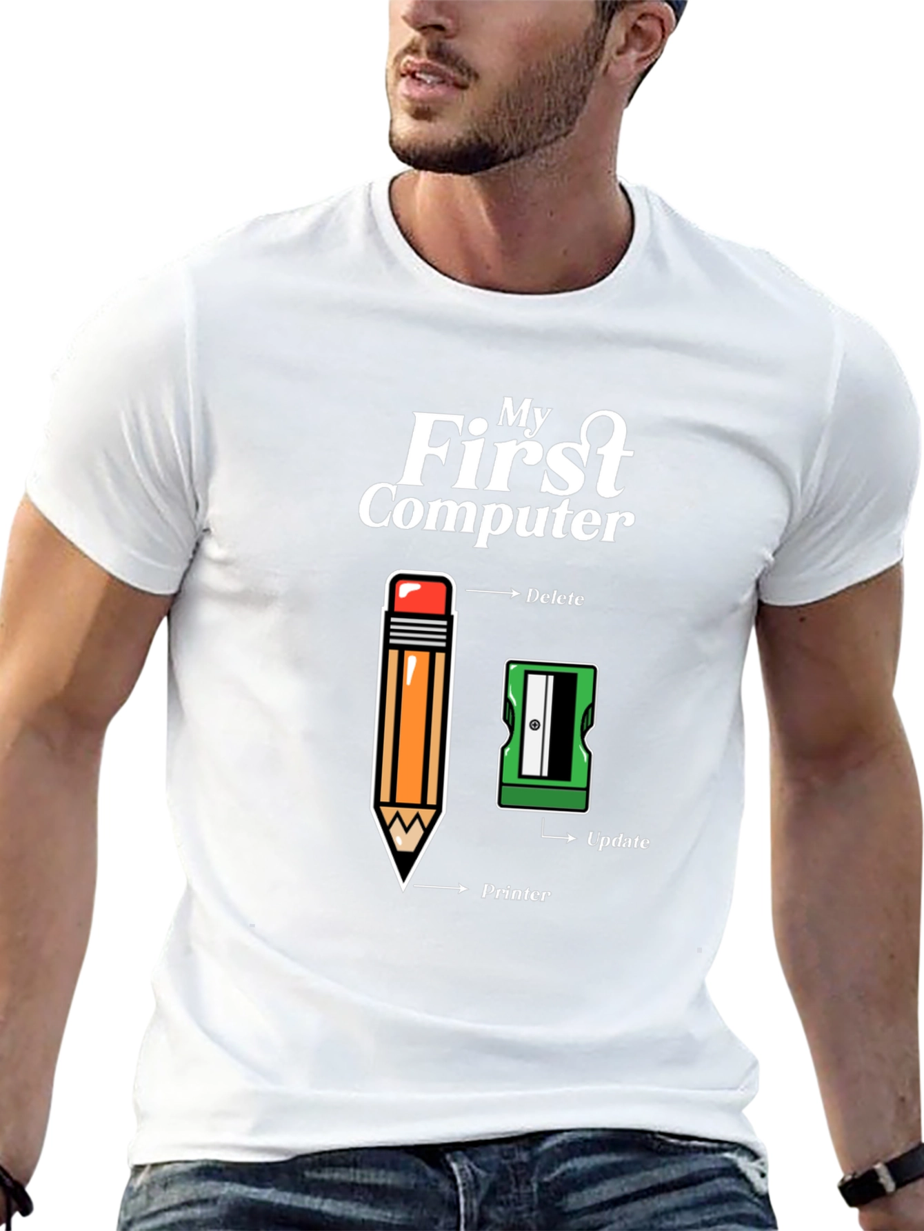 My First Computer T-Shirt - Pencil & Sharpener Design