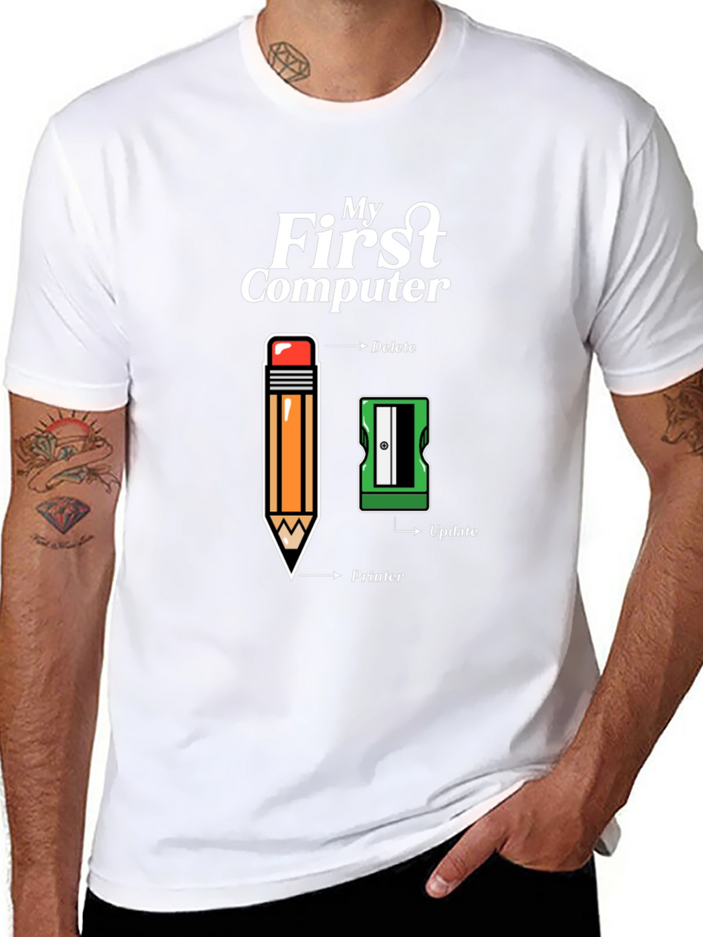 My First Computer T-Shirt - Pencil & Sharpener Design