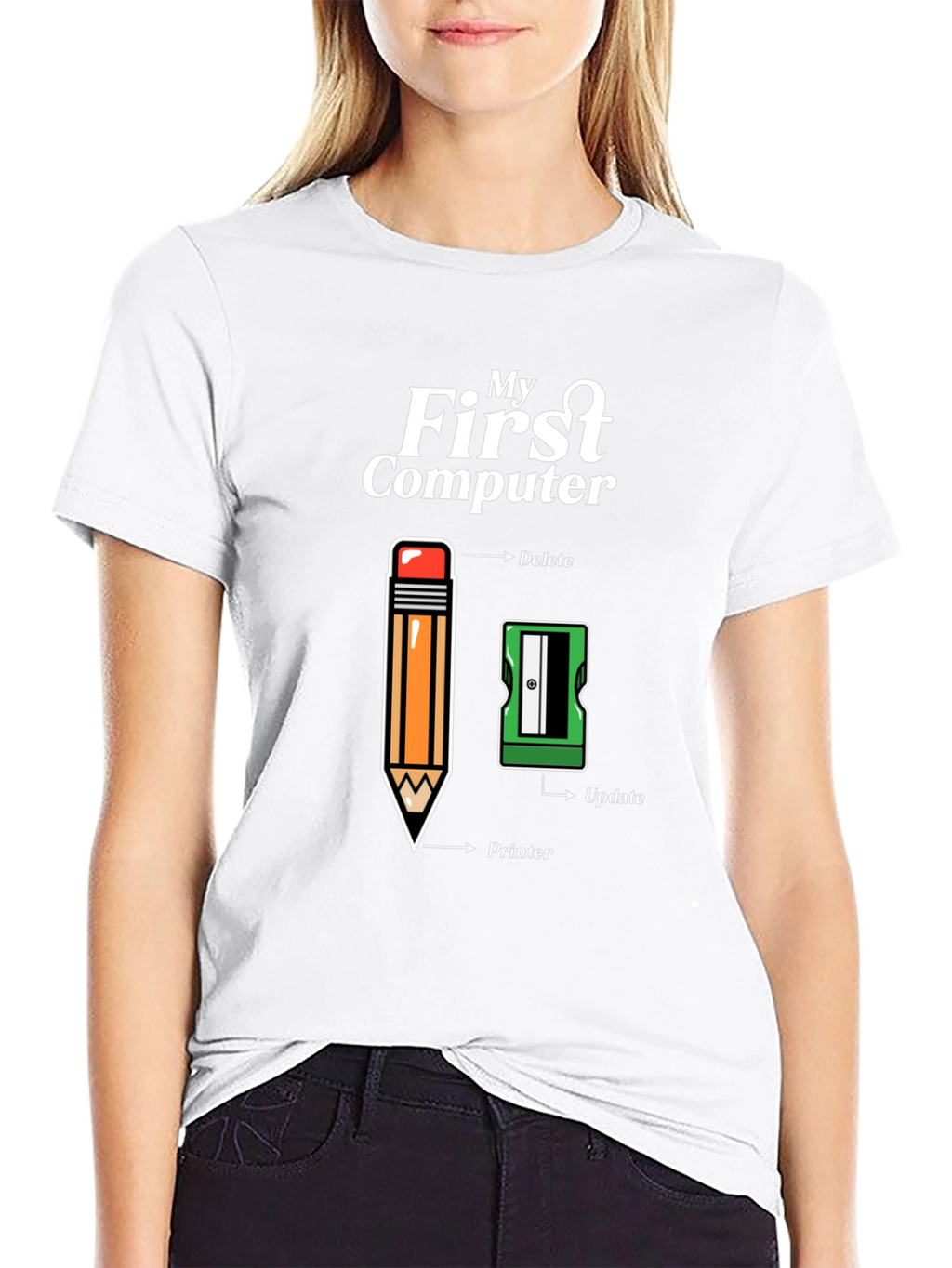 My First Computer T-Shirt - Pencil & Sharpener Design