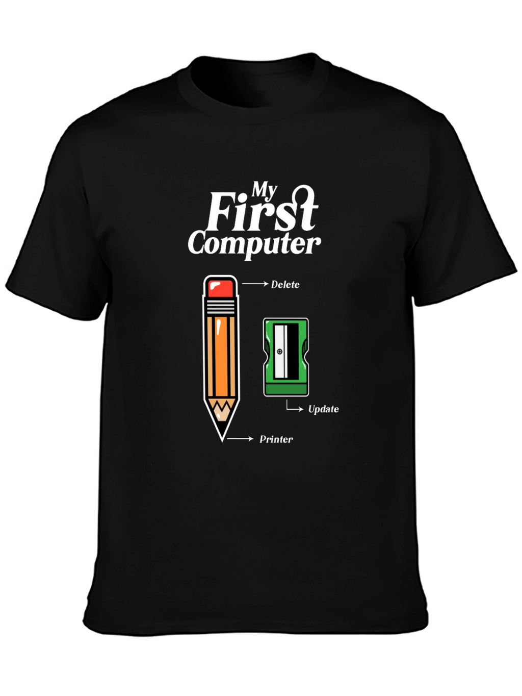 My First Computer T-Shirt - Pencil & Sharpener Design