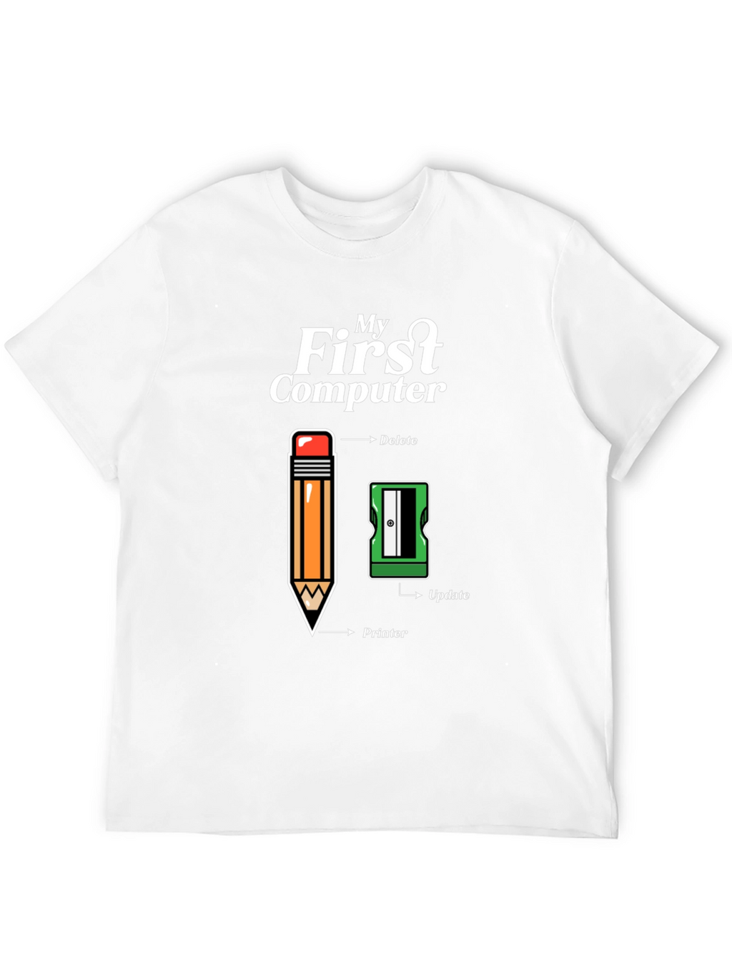 My First Computer T-Shirt - Pencil & Sharpener Design