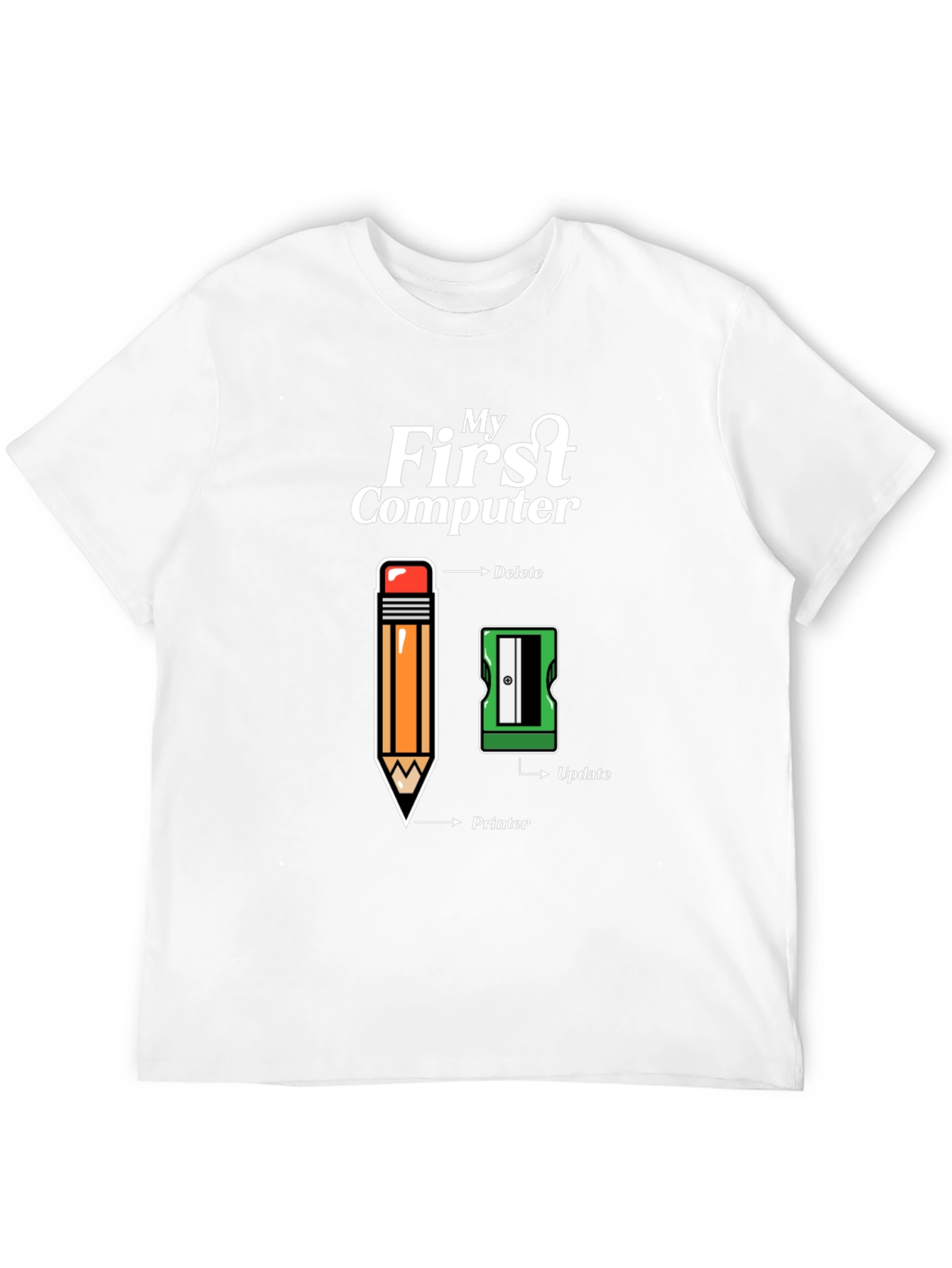 My First Computer T-Shirt - Pencil & Sharpener Design