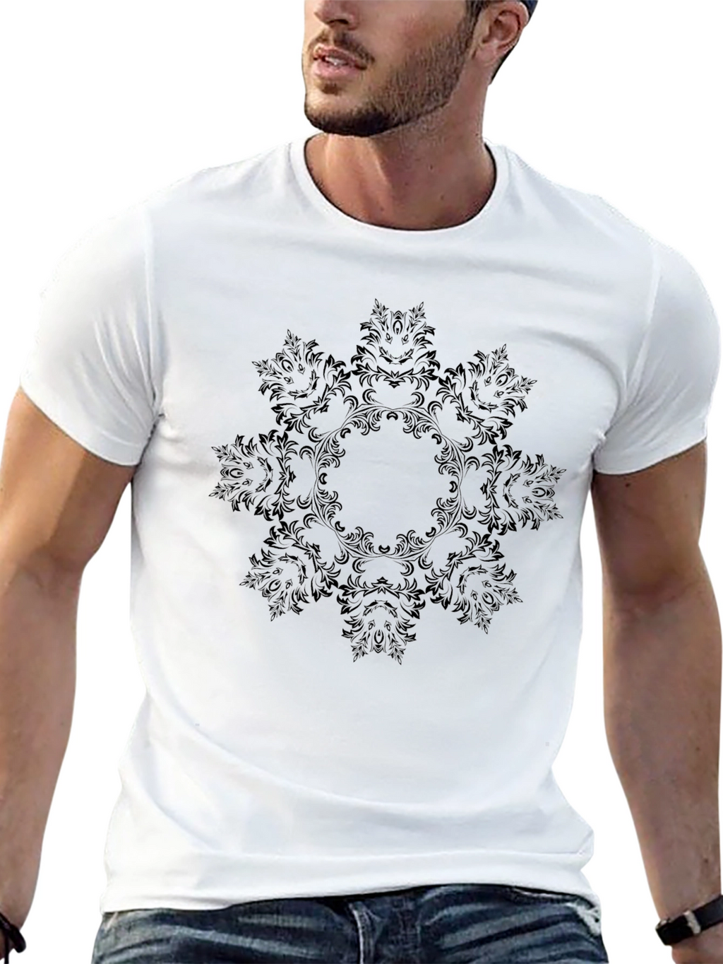 Elegant Black Mandala Graphic Tee
