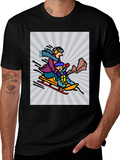 Cartoon Graphic T-Shirt: Winter Sledding Design