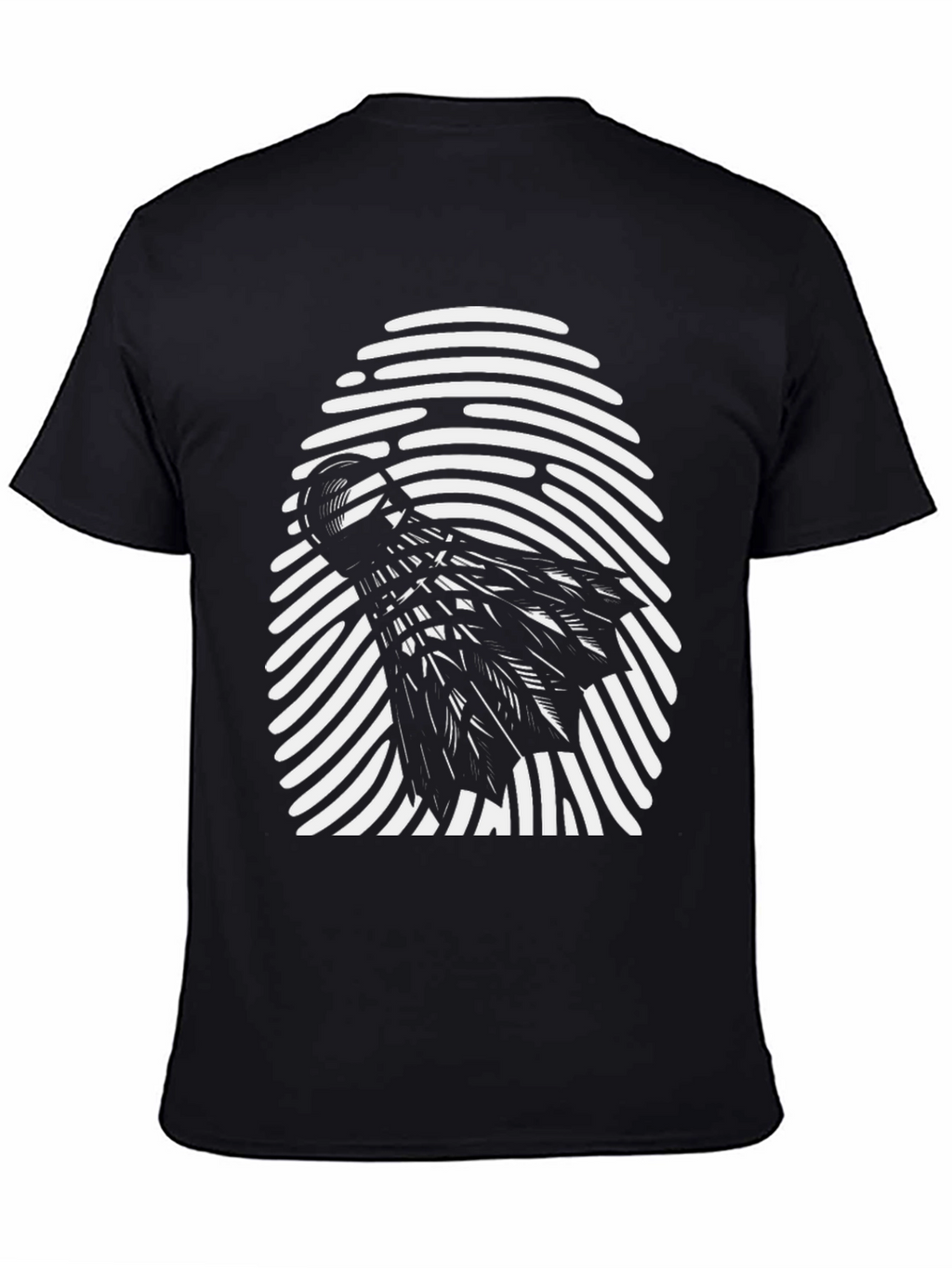 Black Shuttlecock Fingerprint Graphic Tee