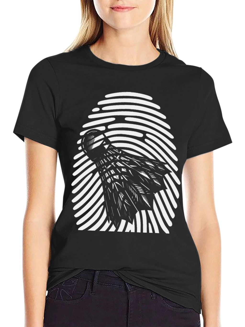 Black Shuttlecock Fingerprint Graphic Tee