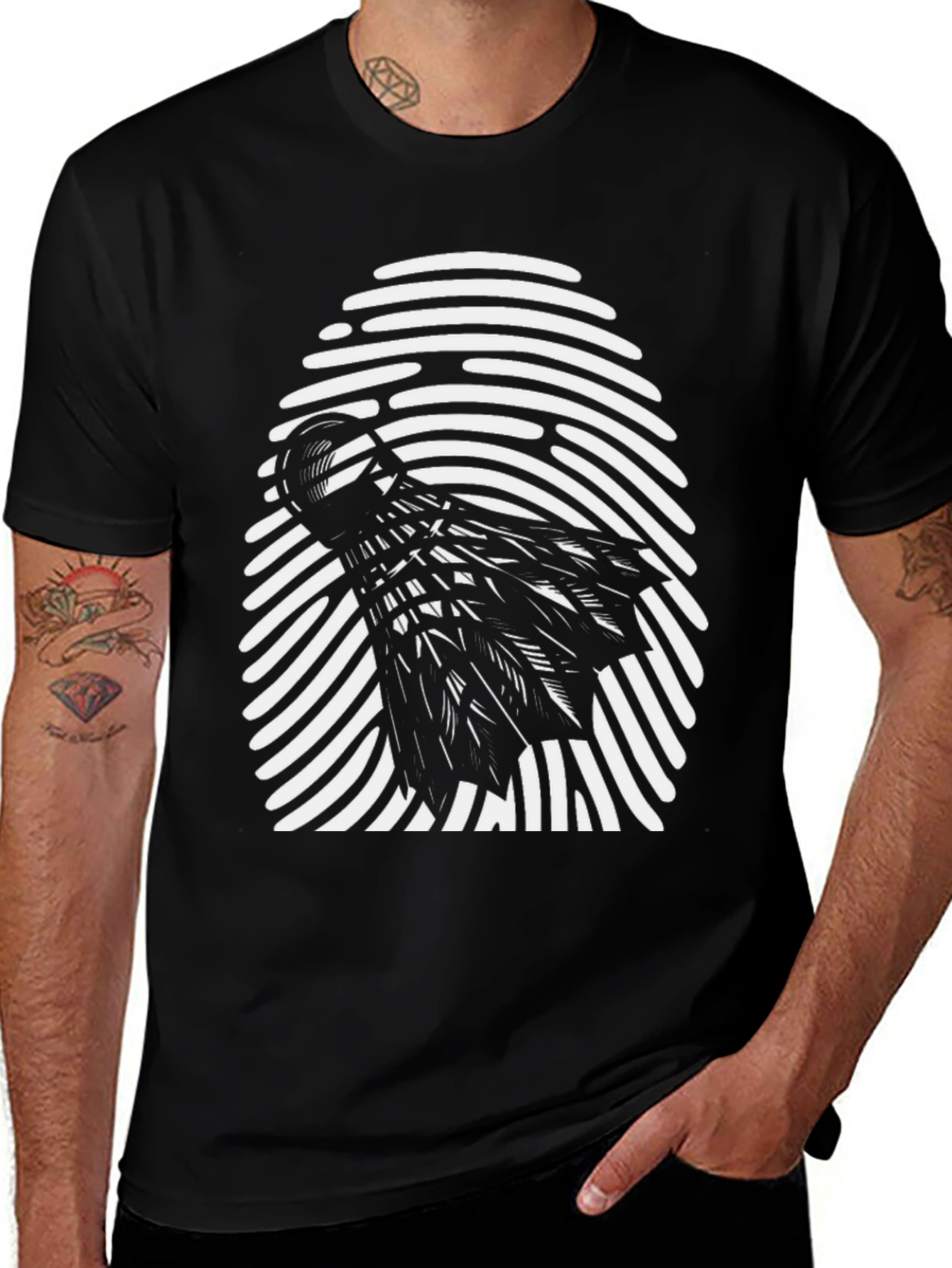 Black Shuttlecock Fingerprint Graphic Tee