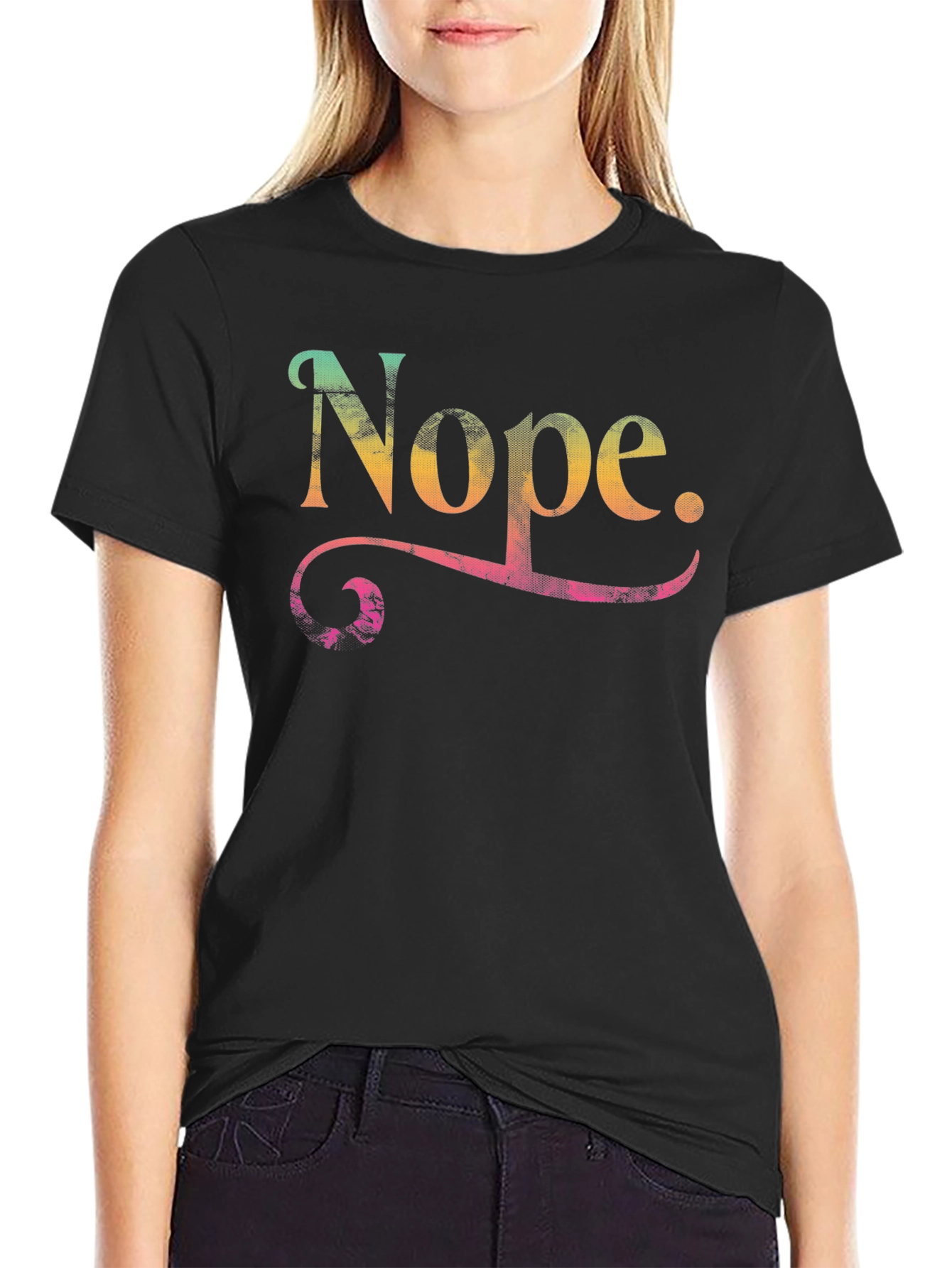 Nope Graphic Tee - Mens Crew Neck Black T-Shirt