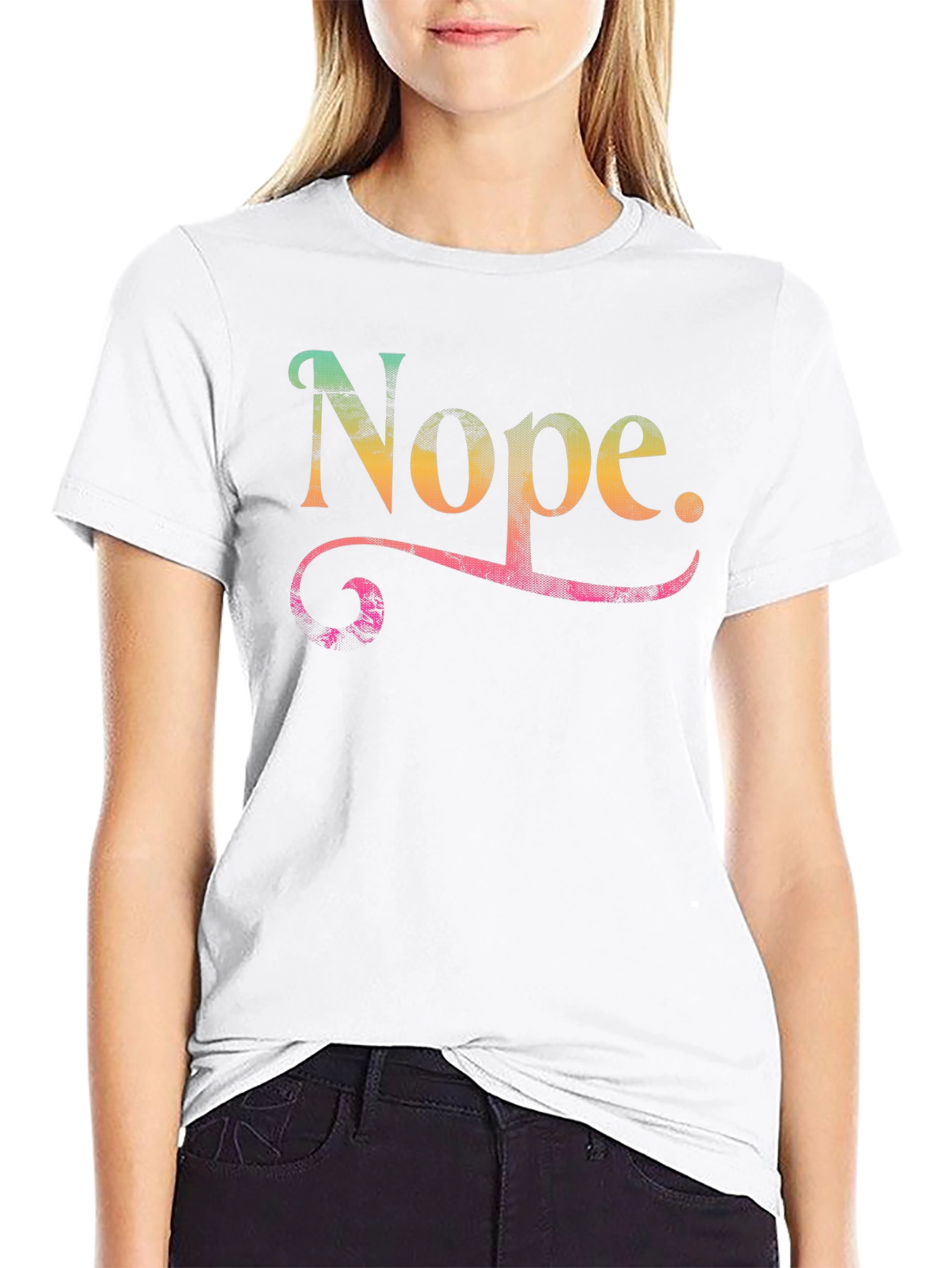 Nope Graphic Tee - Mens Crew Neck Black T-Shirt