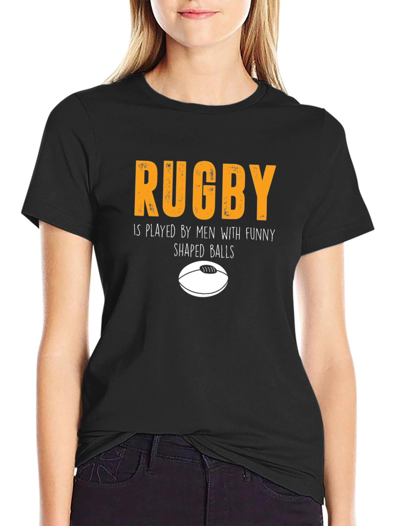 Funny Rugby Graphic Tee - Shaped Balls Humor T-Shirt
