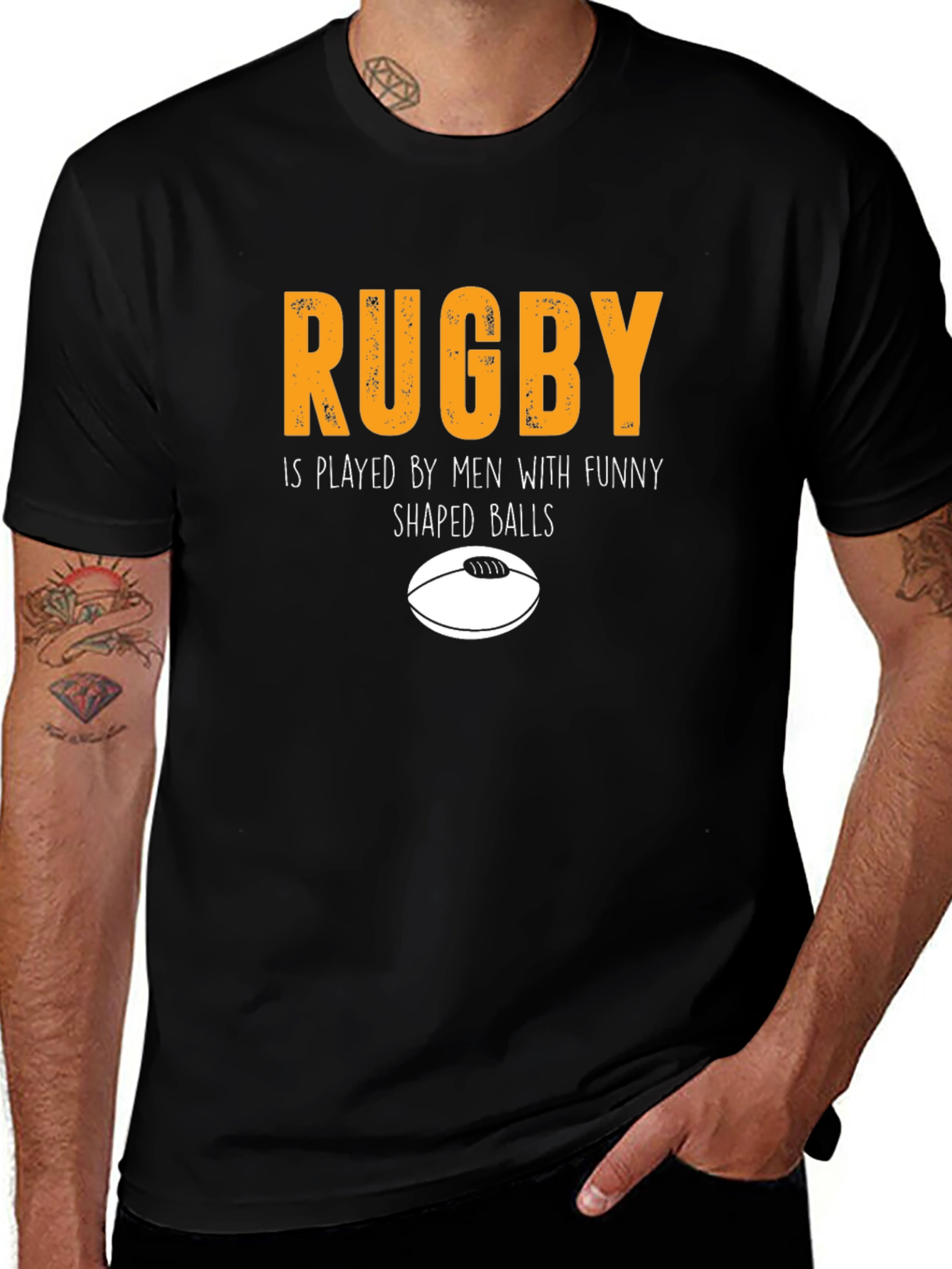 Funny Rugby Graphic Tee - Shaped Balls Humor T-Shirt