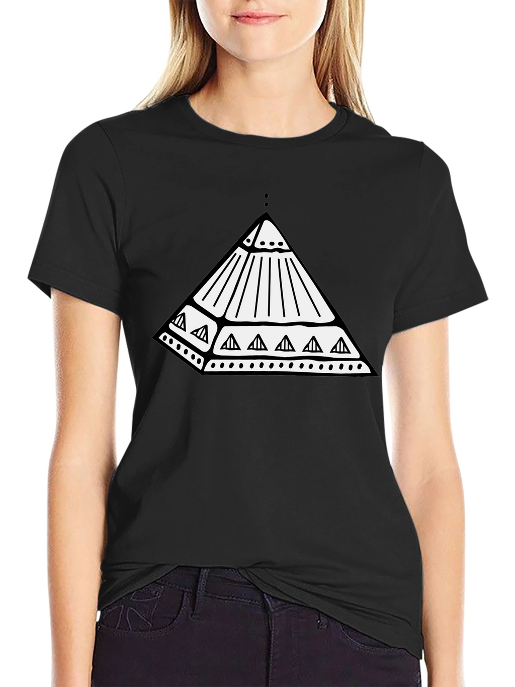 Geometric Pyramid Graphic Black T-Shirt