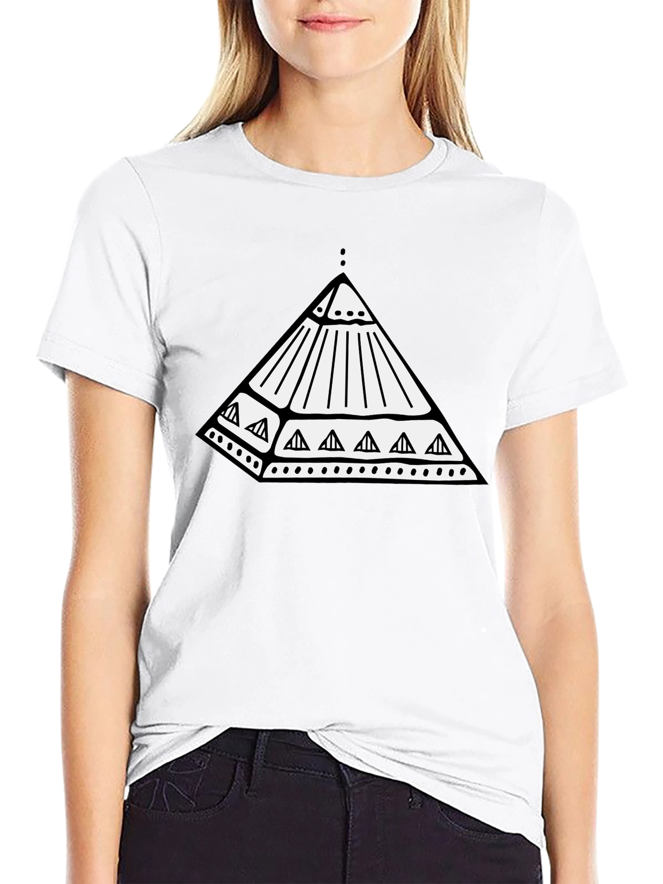 Geometric Pyramid Graphic Black T-Shirt