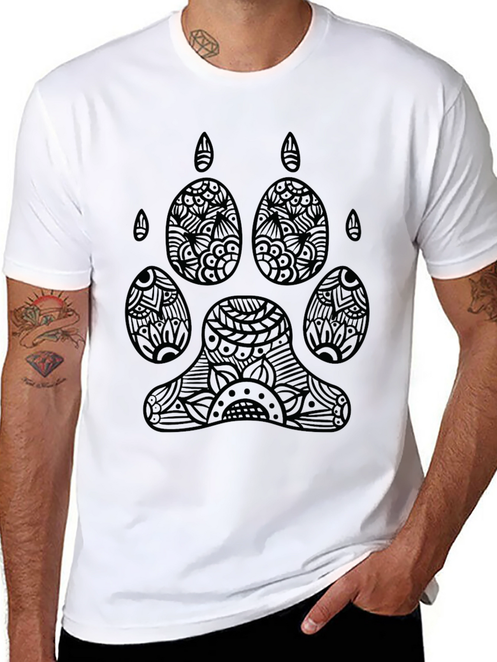 Abstract Paw Print Graphic Black T-Shirt