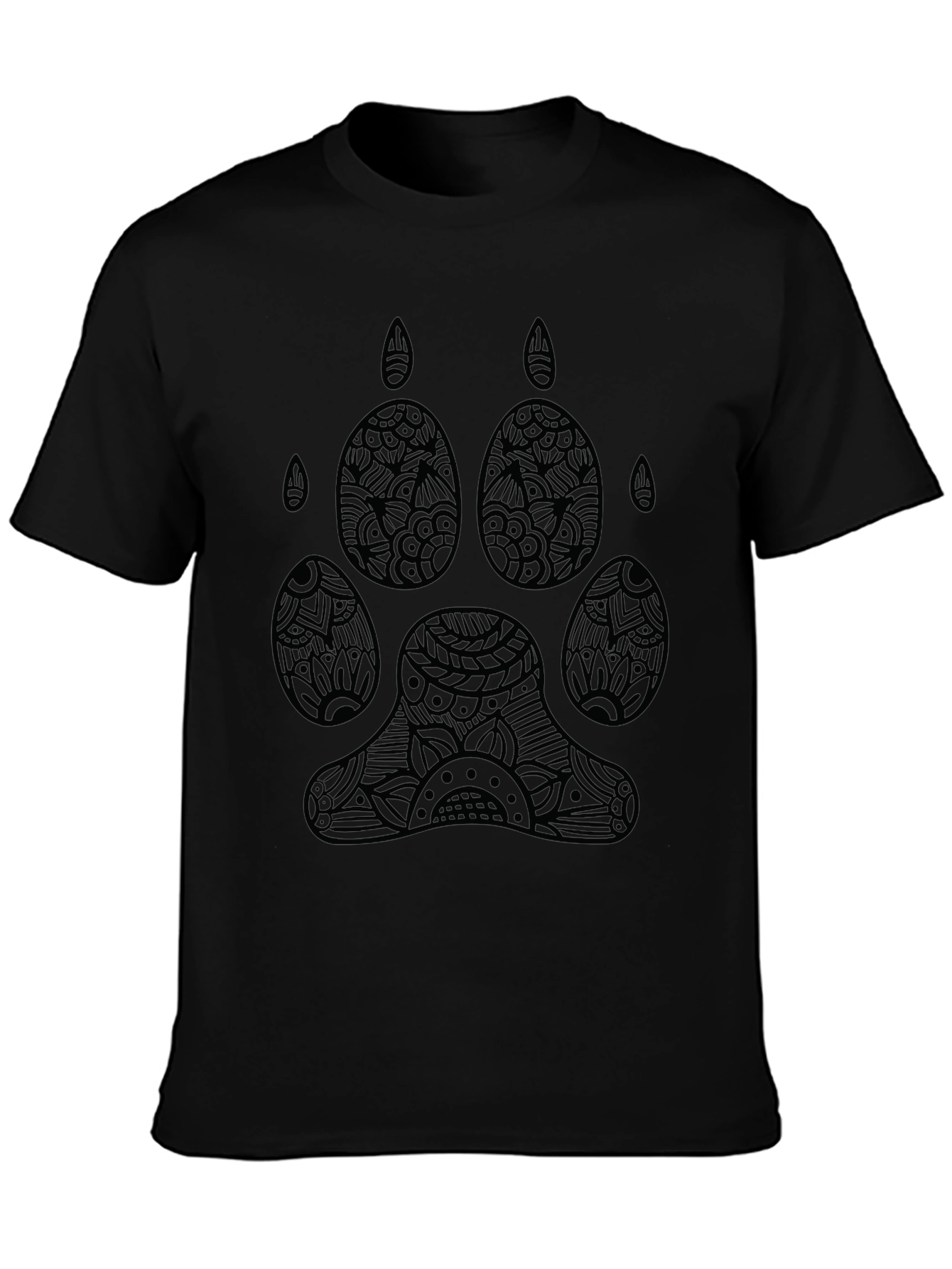 Abstract Paw Print Graphic Black T-Shirt
