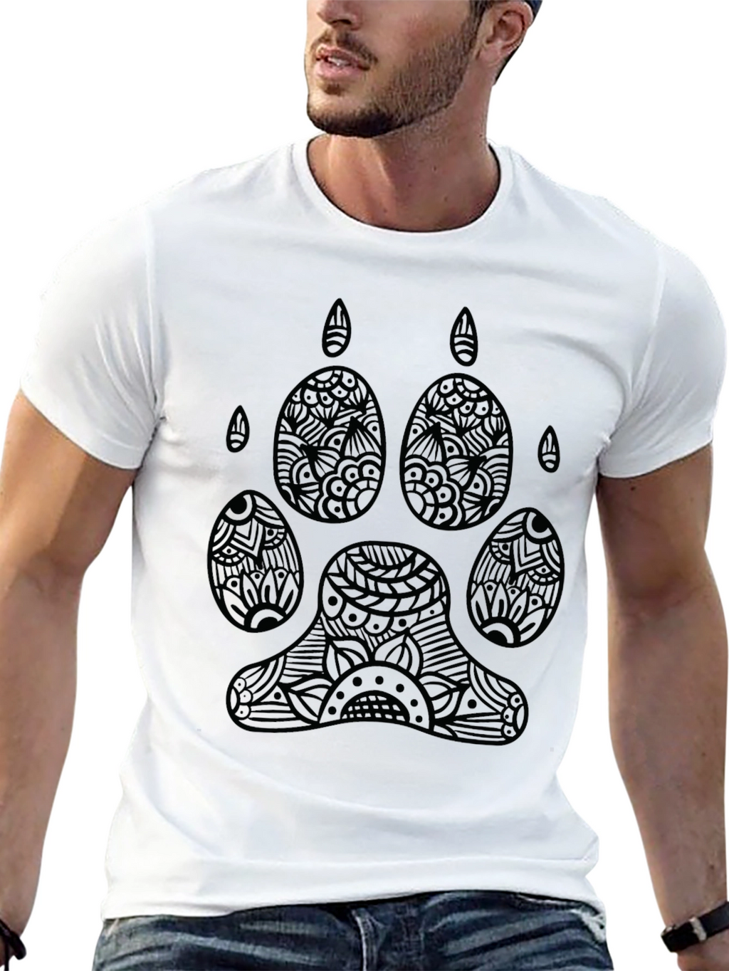 Abstract Paw Print Graphic Black T-Shirt