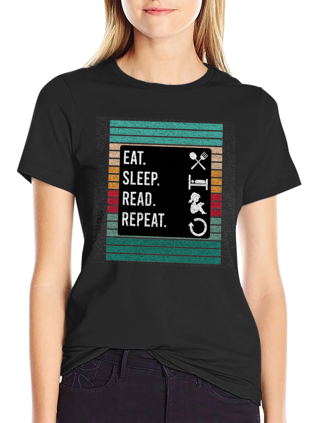 Eat Sleep Read Repeat Graphic Tee
