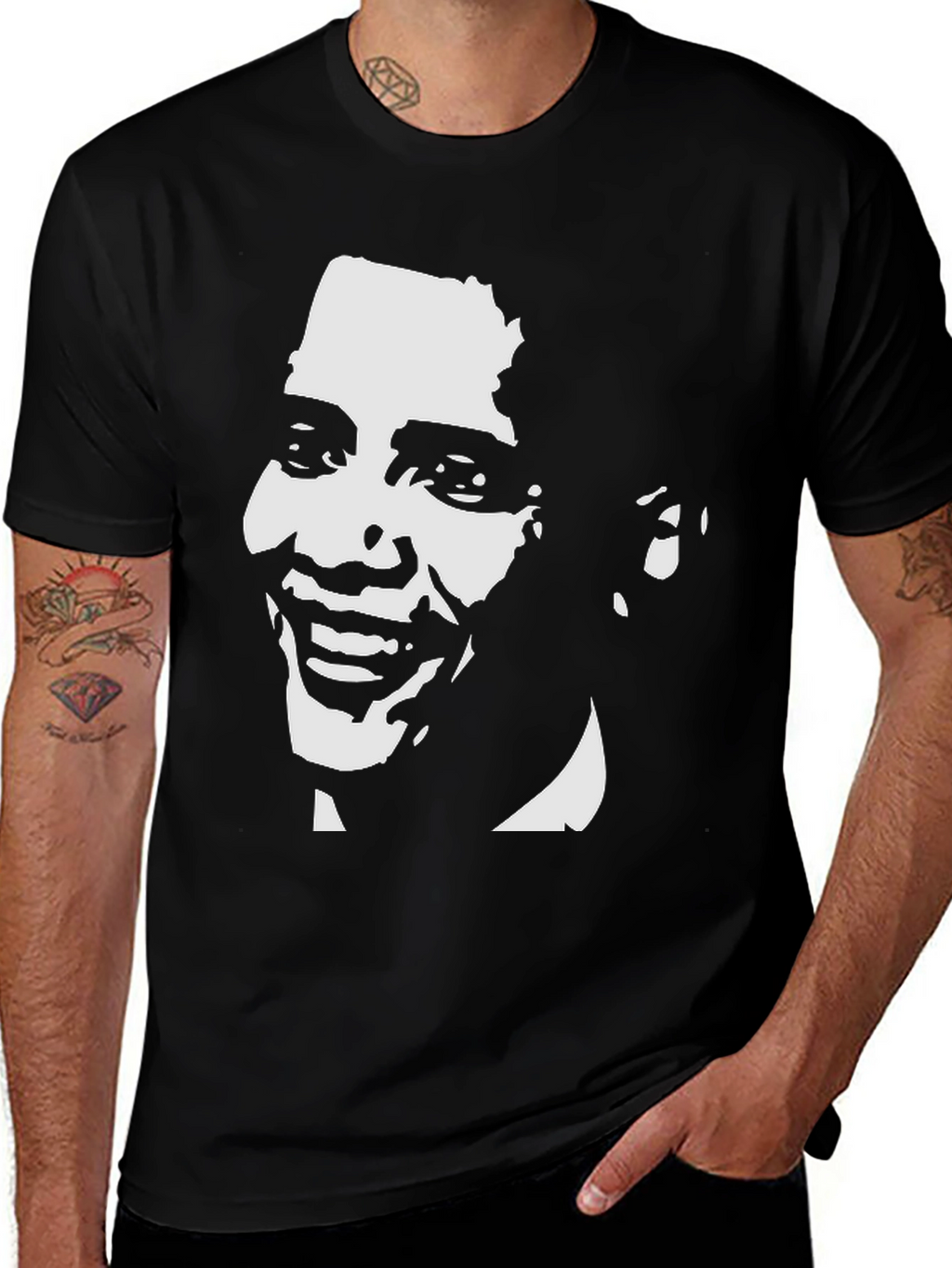 Obama Graphic Tee - Bold Black Cotton T-Shirt
