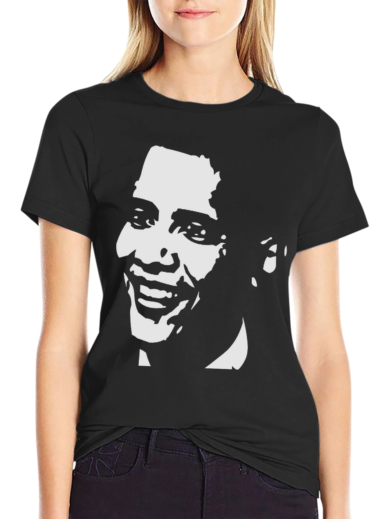 Obama Graphic Tee - Bold Black Cotton T-Shirt