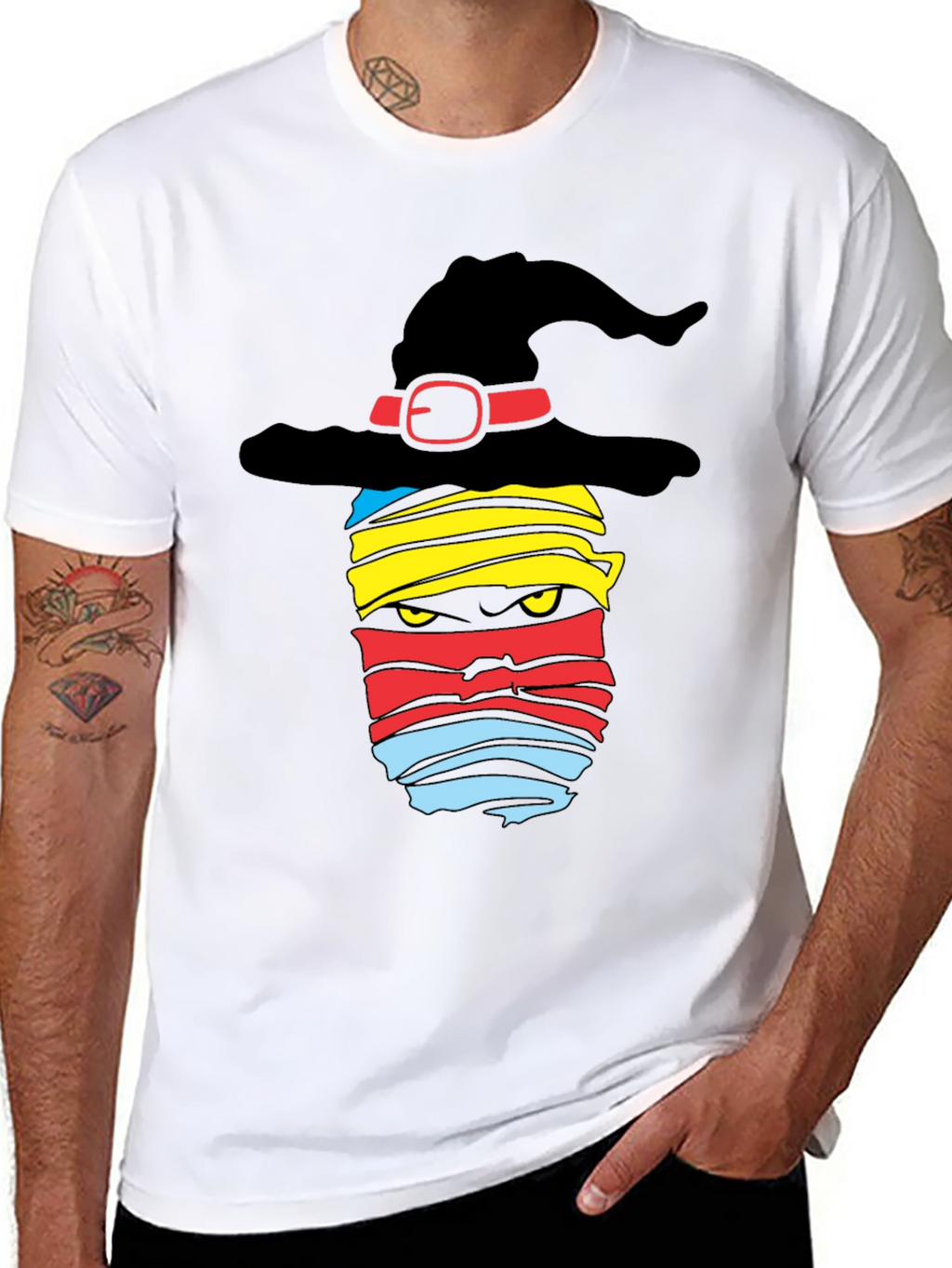 Halloween Witch Mummy Graphic Tee - Black