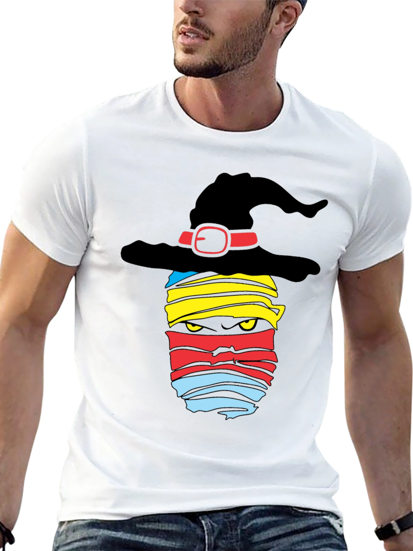 Halloween Witch Mummy Graphic Tee - Black