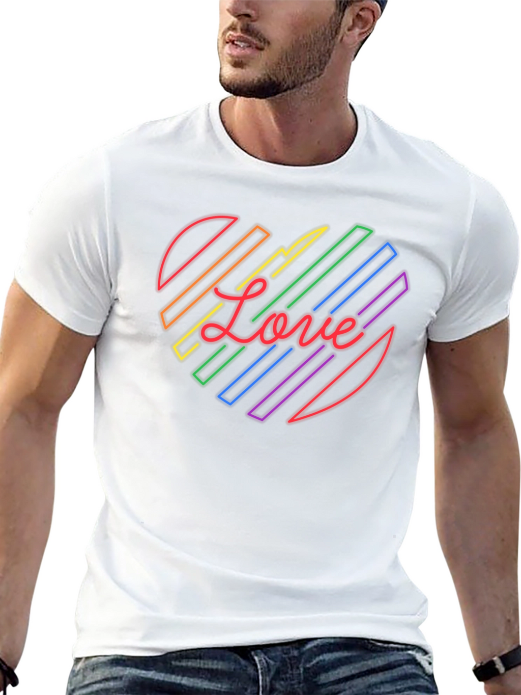 LGBTQ+ Rainbow Heart Love Graphic Tee