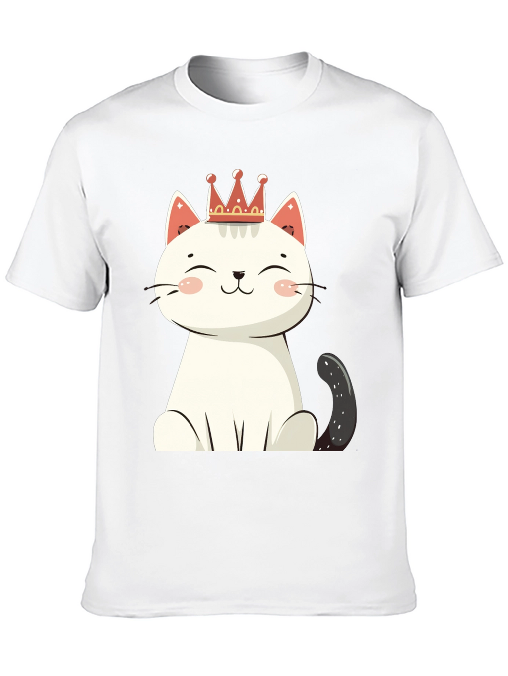 Cute Cat T-Shirt - Crowned Feline Design