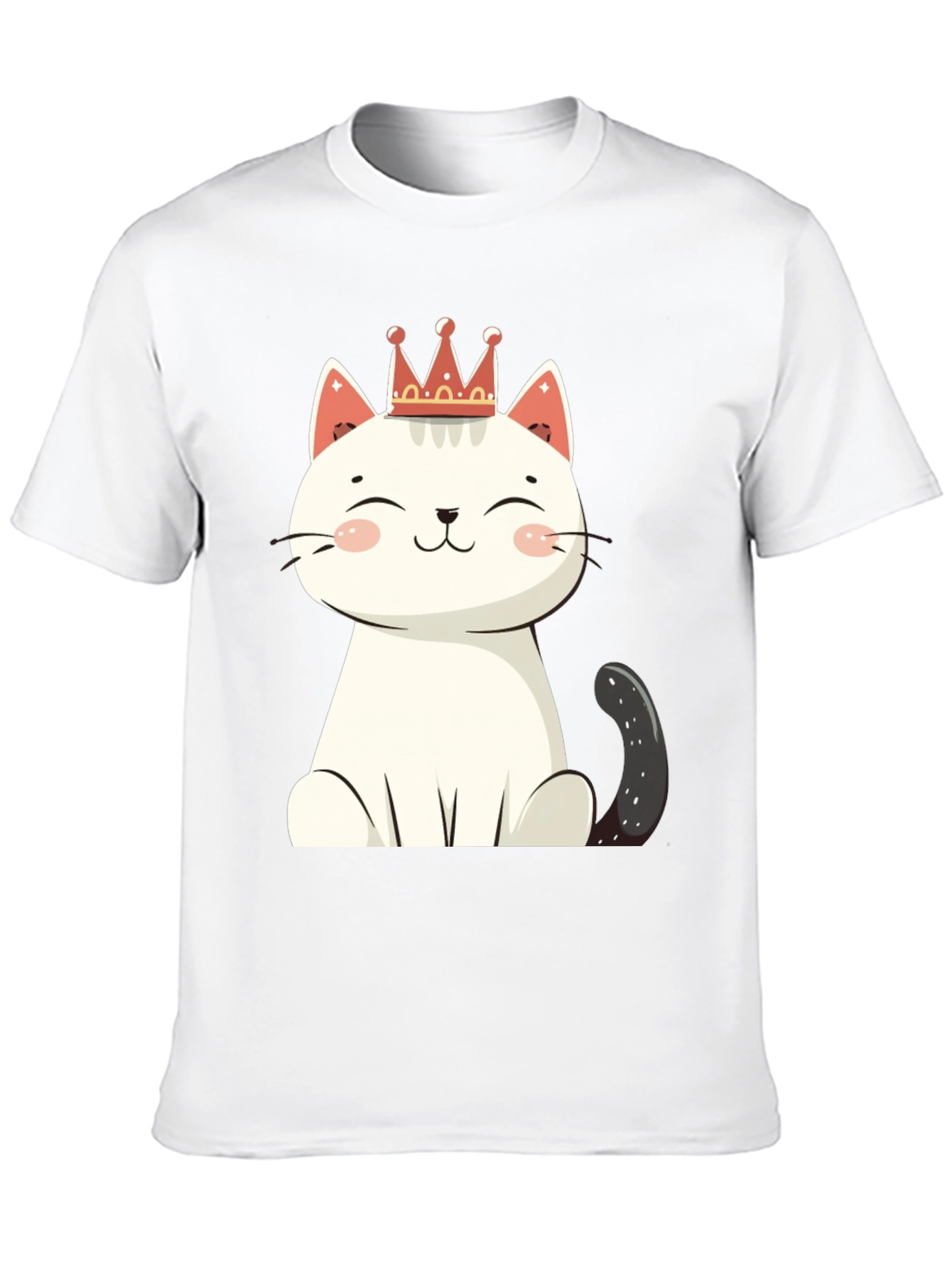 Cute Cat T-Shirt - Crowned Feline Design