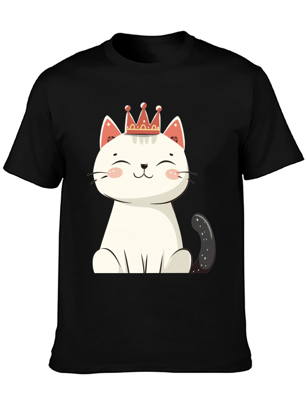 Cute Cat T-Shirt - Crowned Feline Design