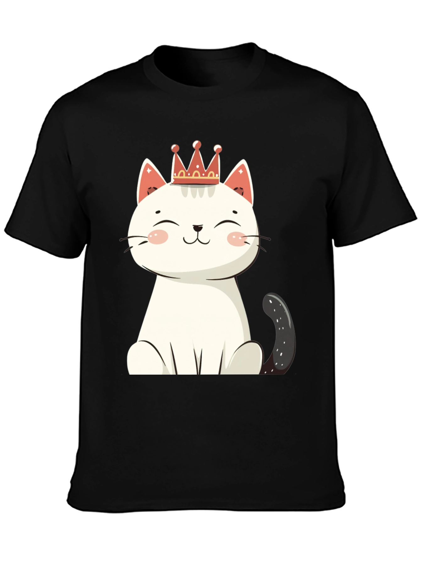 Cute Cat T-Shirt - Crowned Feline Design
