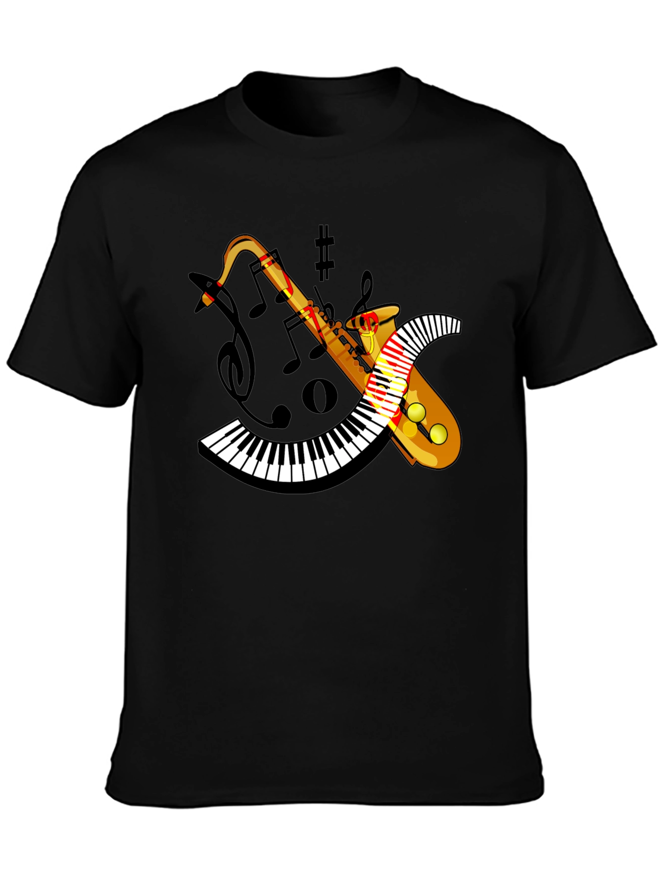 Musical Saxophone & Piano Keyboard T-Shirt