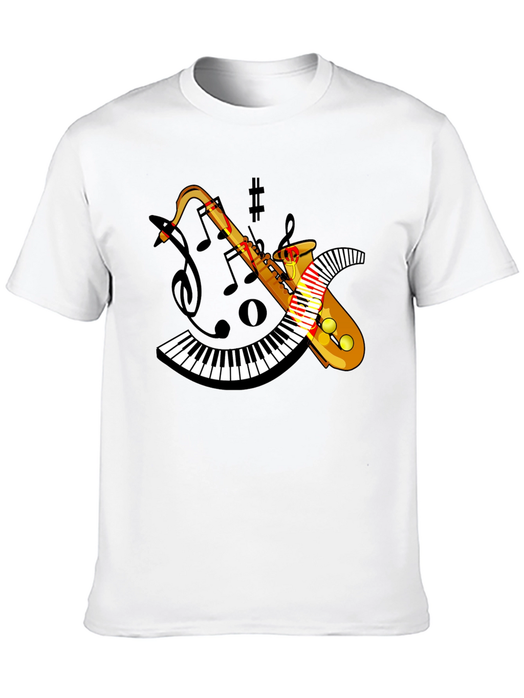Musical Saxophone & Piano Keyboard T-Shirt