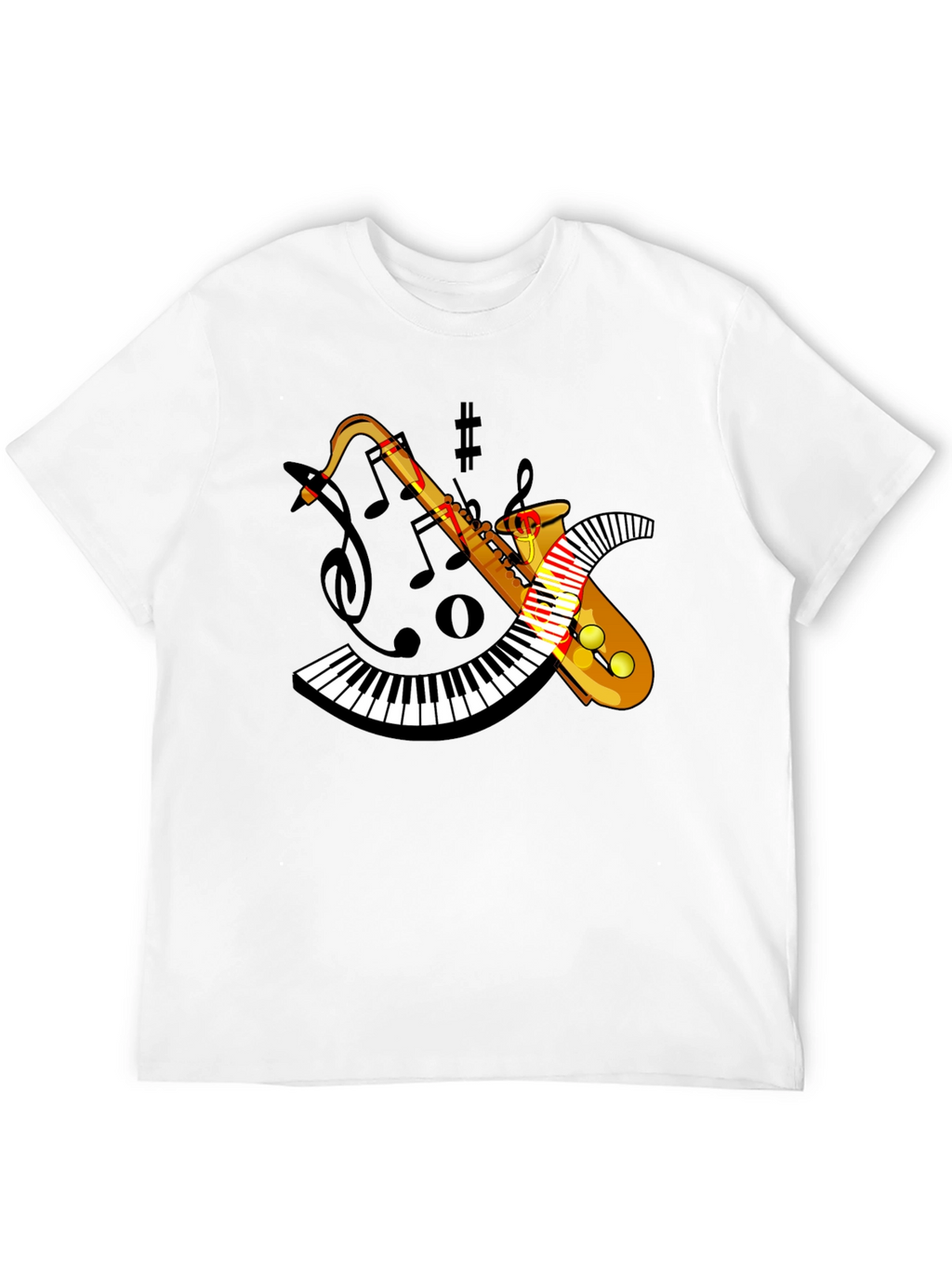 Musical Saxophone & Piano Keyboard T-Shirt
