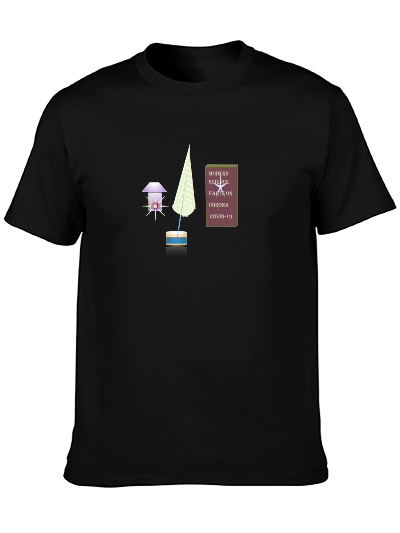 Novelty Graphic T-Shirt: Science Corona and Quill Design