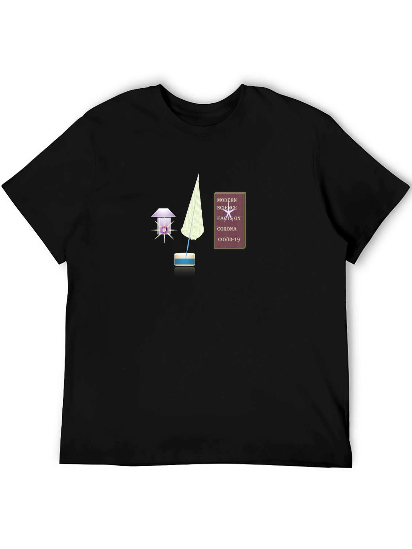 Novelty Graphic T-Shirt: Science Corona and Quill Design