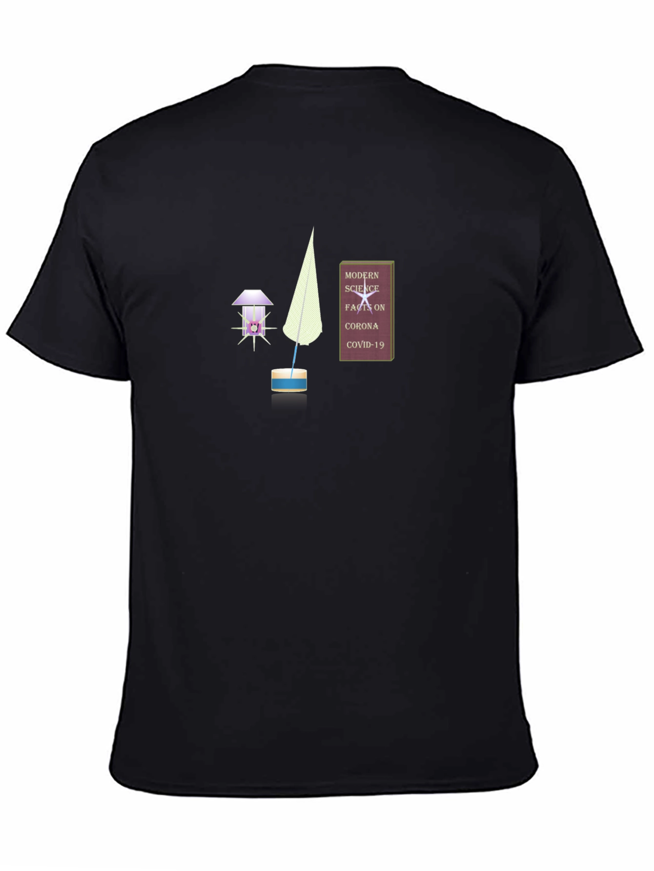 Novelty Graphic T-Shirt: Science Corona and Quill Design