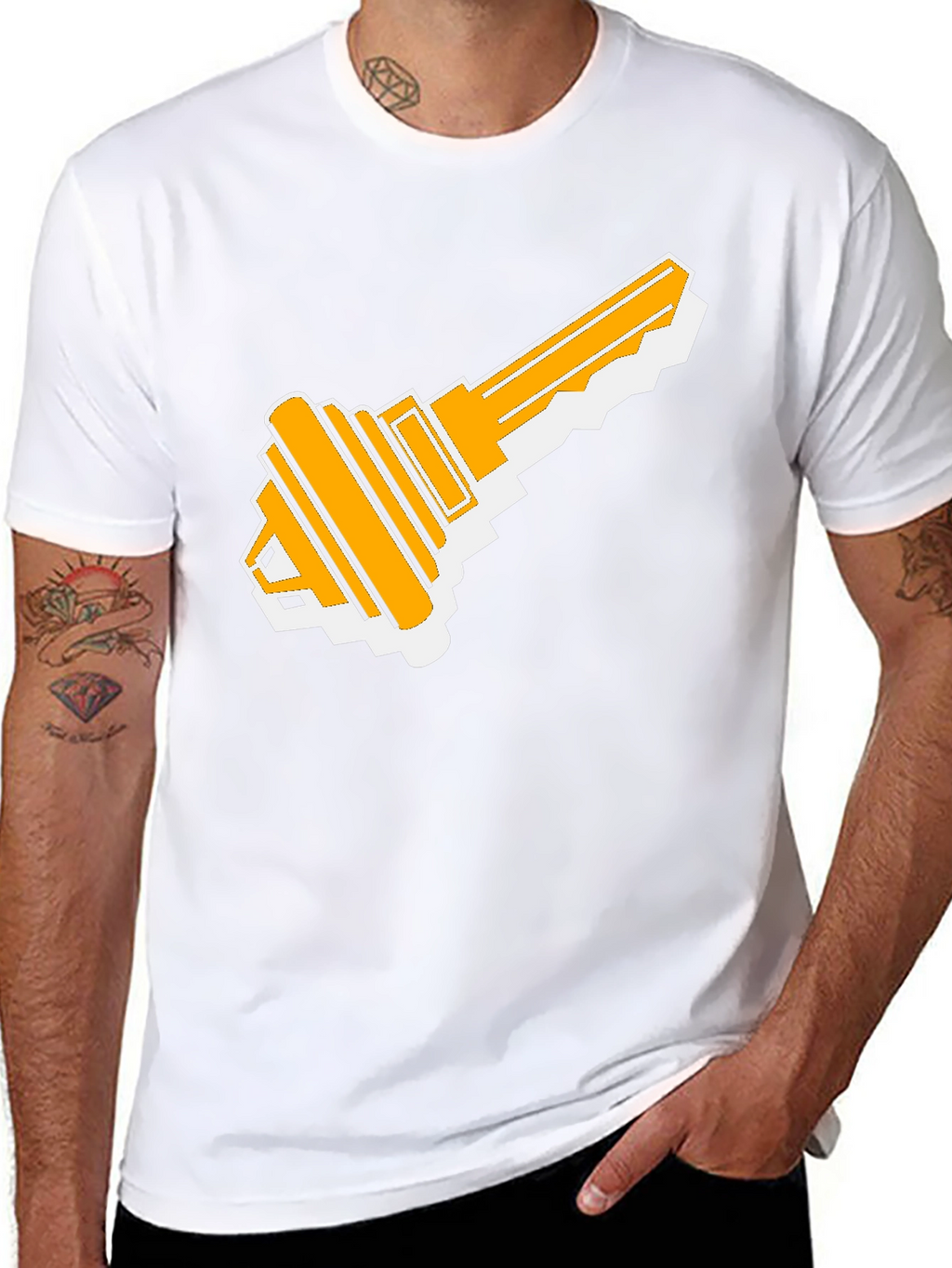 Retro Key Graphic Tee - Black Cotton T-Shirt