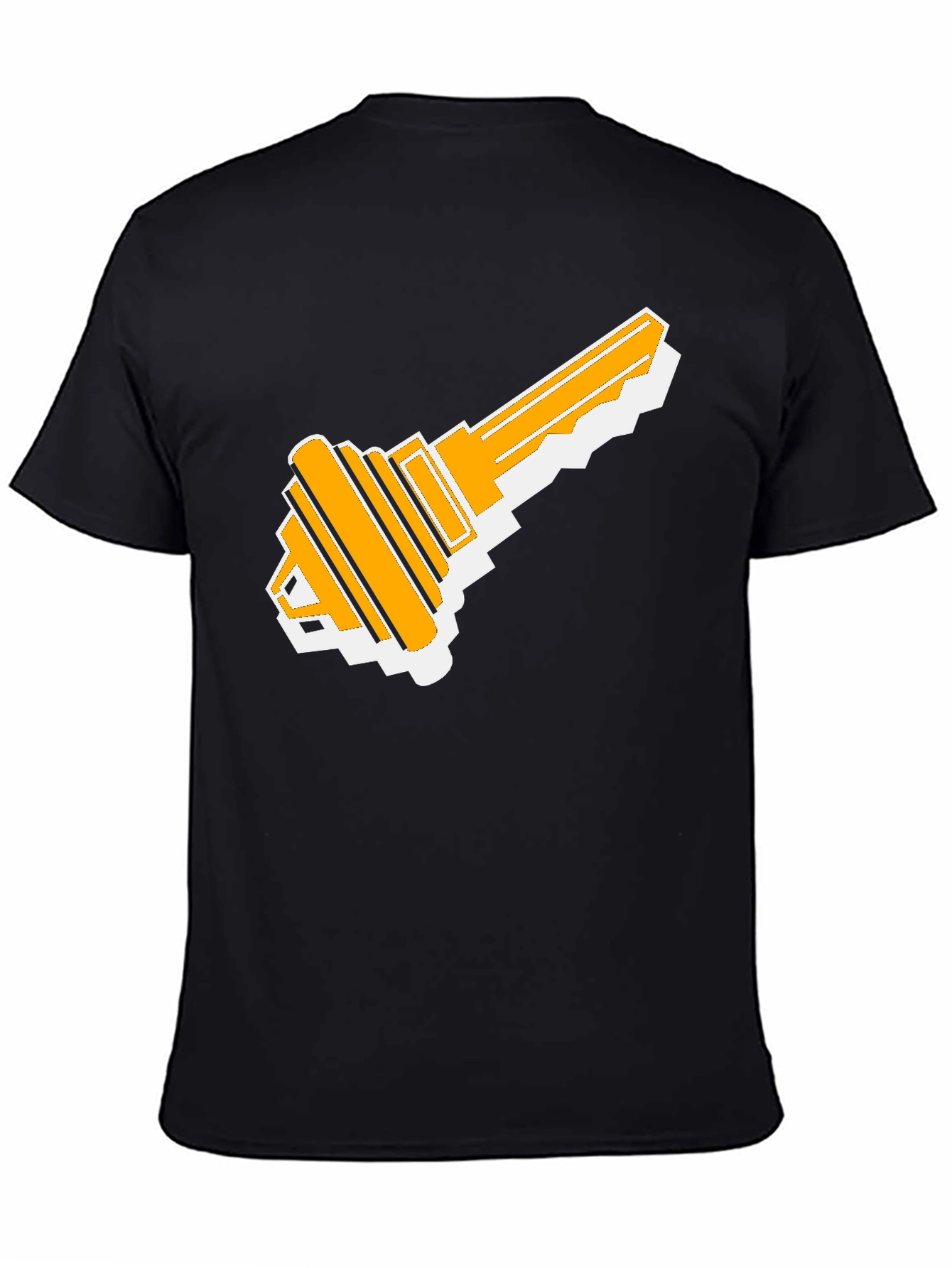 Retro Key Graphic Tee - Black Cotton T-Shirt