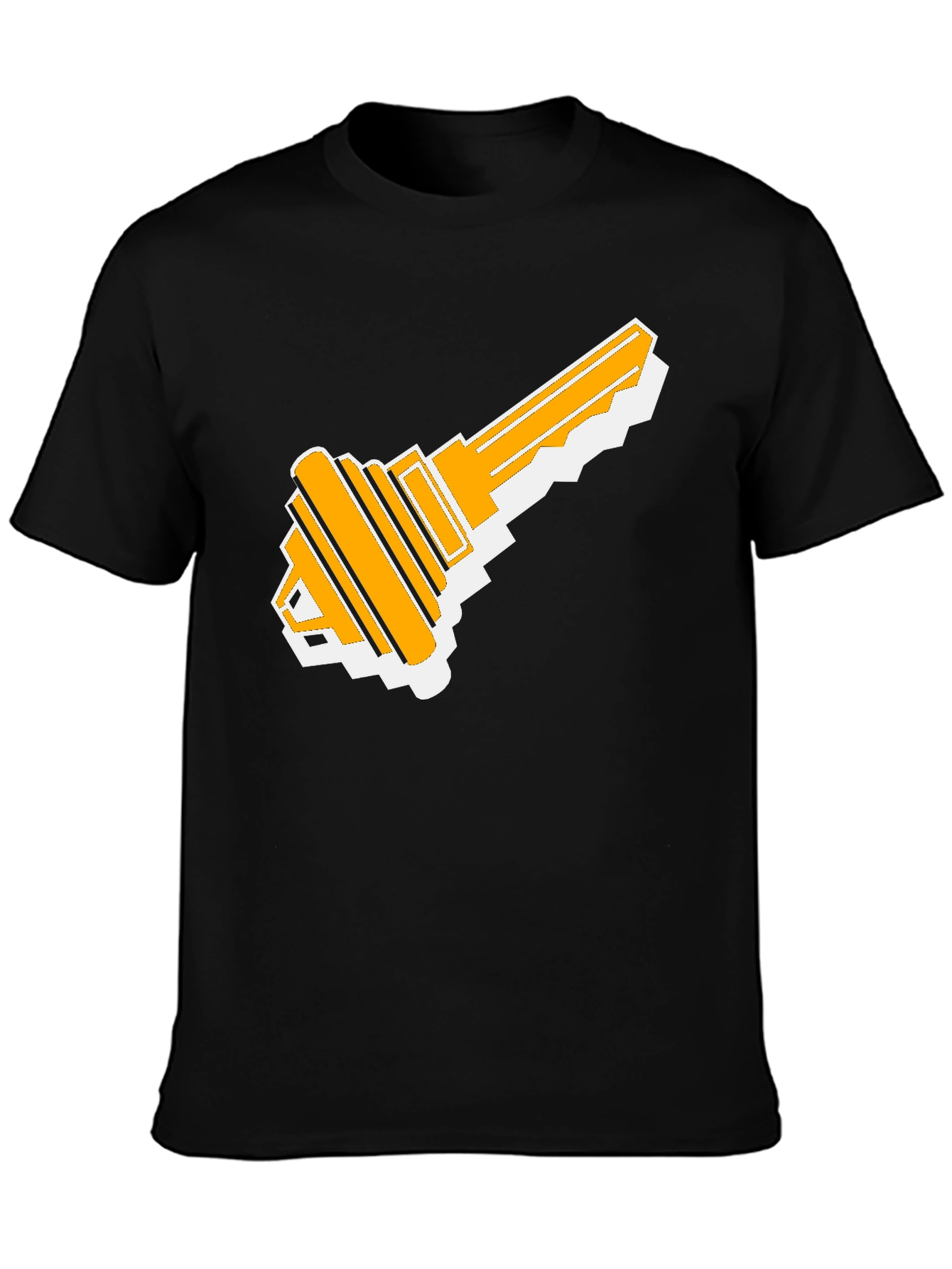 Retro Key Graphic Tee - Black Cotton T-Shirt