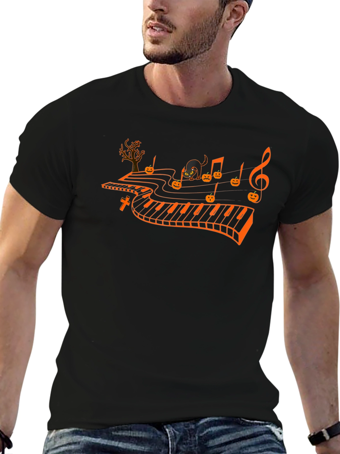Halloween Piano T-Shirt - Spooky Music Tee