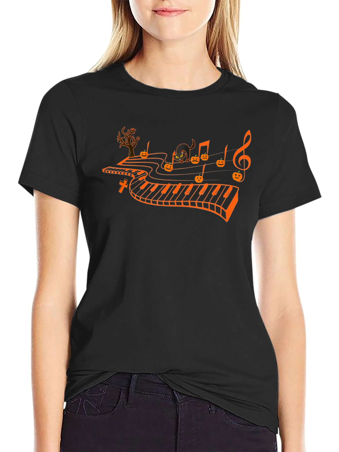 Halloween Piano T-Shirt - Spooky Music Tee