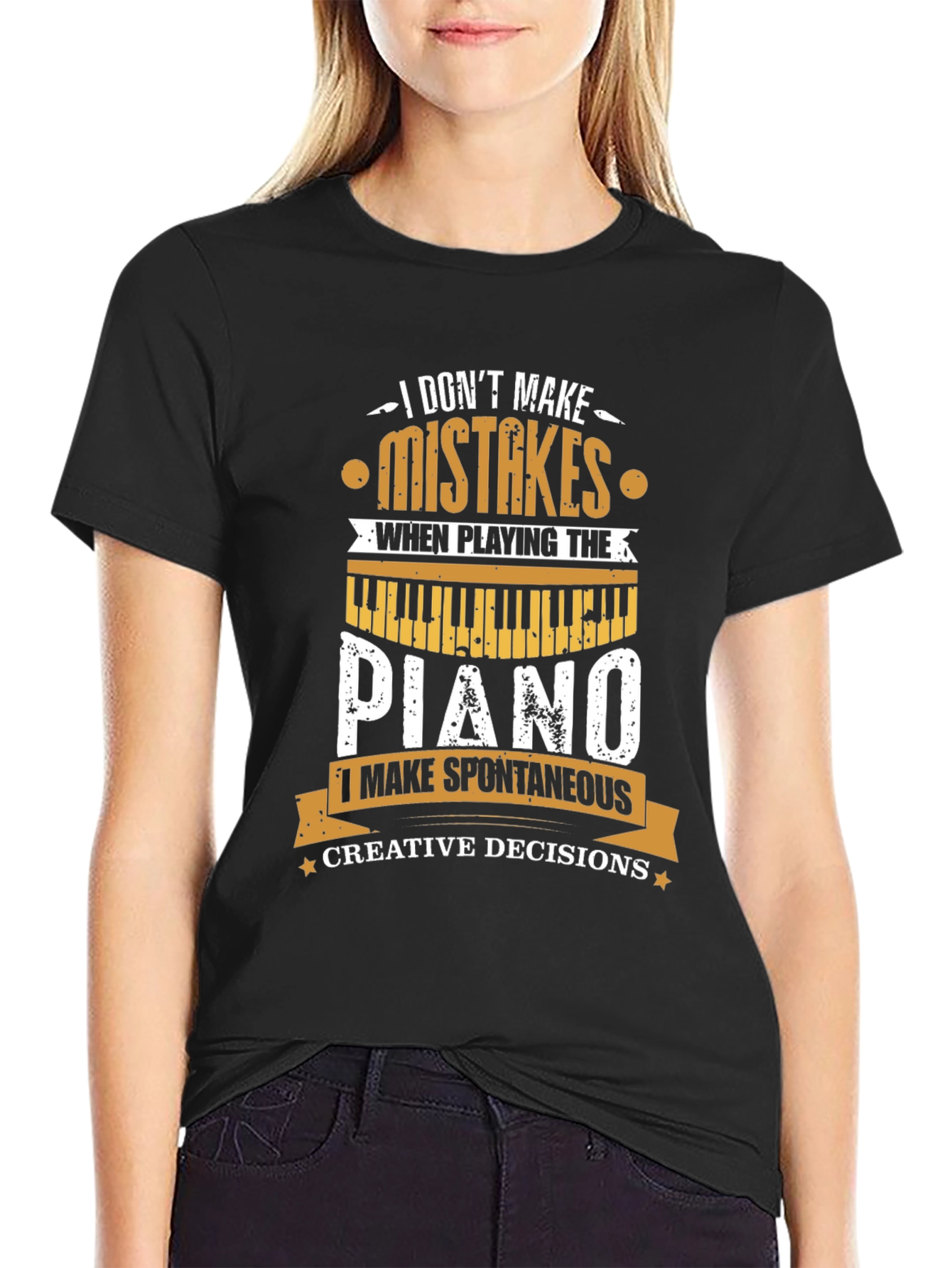 Piano Player T-Shirt - I Dont Make Mistakes Musician Tee