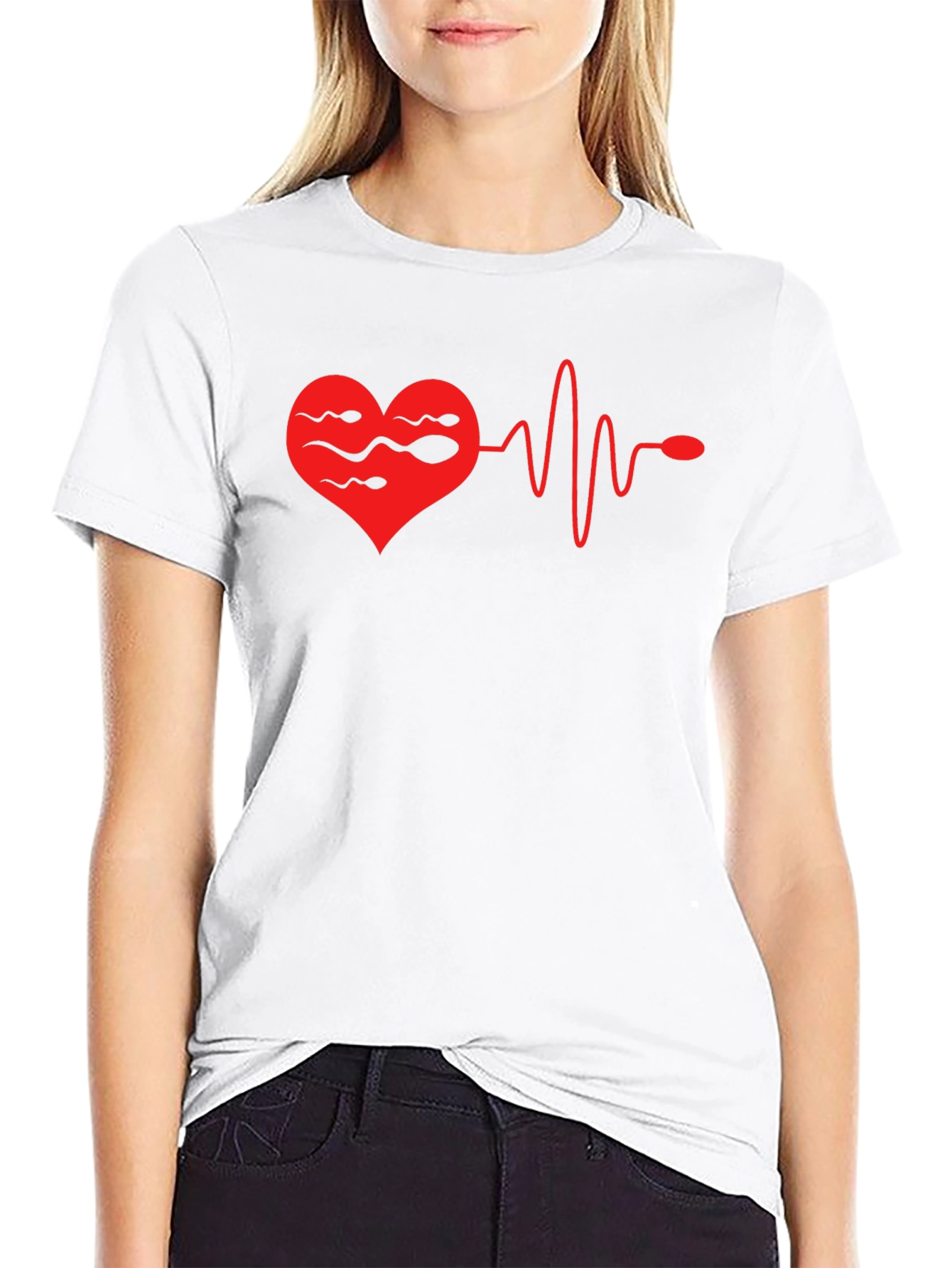 Heartbeat Sperm Mens Black T-Shirt