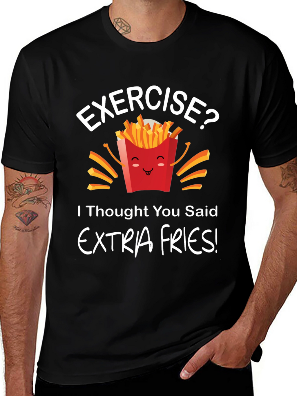 Funny Extra Fries Graphic T-Shirt - Unisex